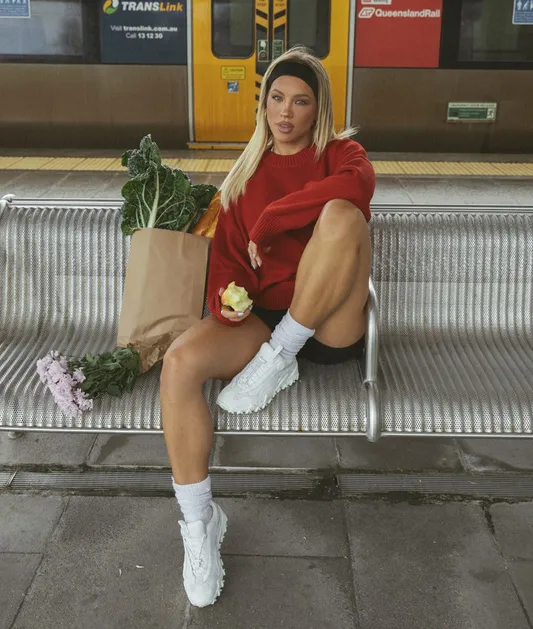 Tammy waiting for a train